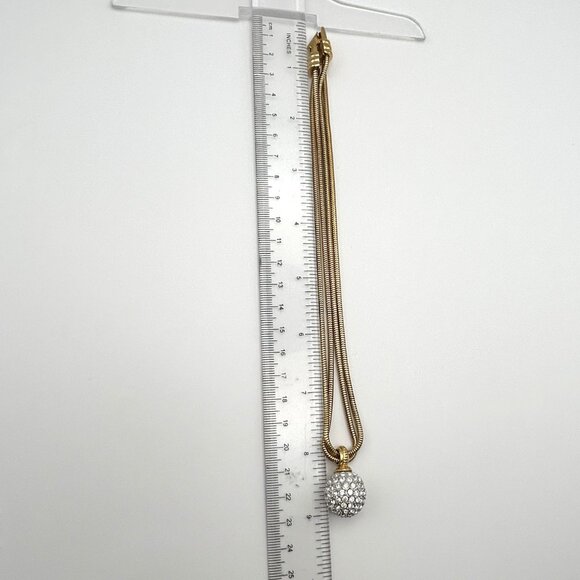 Vintage Swarovski Crystal Ball Pendant on Double Snake Chain Necklace - Picture 11 of 11